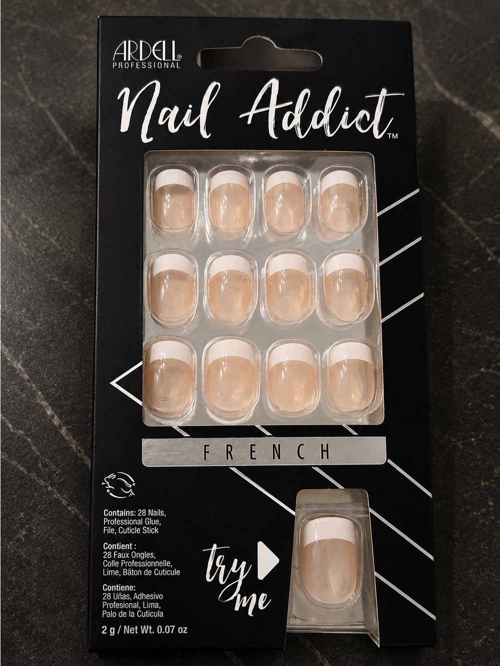 Ardell Nail Addict French Tip Press On Nails Short Natural Nude Glue On Set